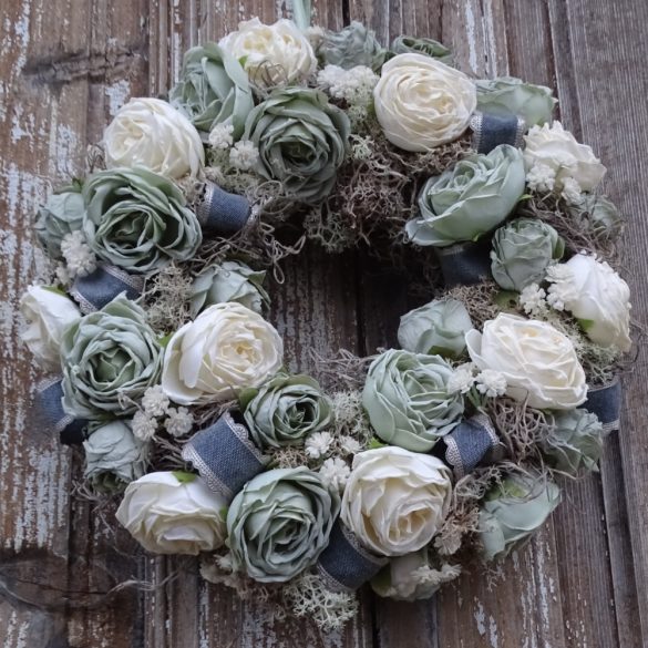 Vintage rózsás kopogtató, ajtódísz.