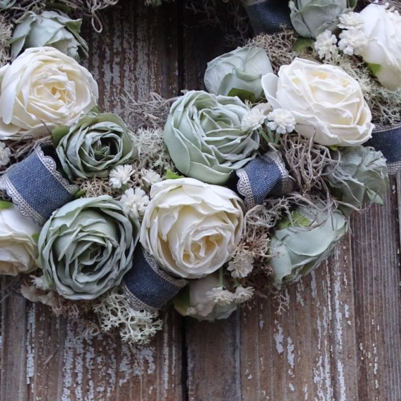 Vintage rózsás kopogtató, ajtódísz.