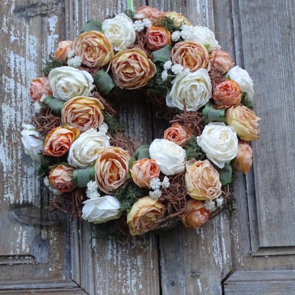 Vintage rózsás kopogtató, ajtódísz.