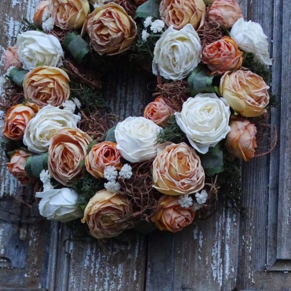 Vintage rózsás kopogtató, ajtódísz.